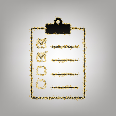 Checklist sign illustration. Vector. Blackish icon with golden stars at grayish background.のイラスト素材
