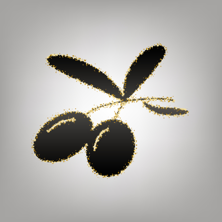 Olives sign illustration. Vector. Blackish icon with golden stars at grayish background.のイラスト素材