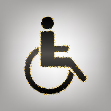 Disabled sign illustration. Vector. Blackish icon with golden stars at grayish background.のイラスト素材