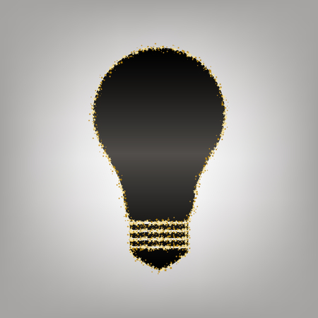 Light lamp sign. Vector. Blackish icon with golden stars at grayish background.のイラスト素材