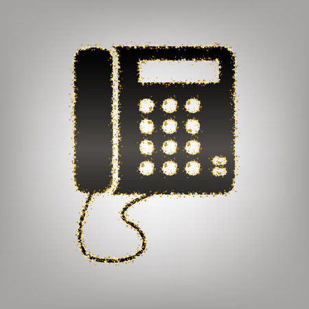 Communication or phone sign. Vector. Blackish icon with golden stars at grayish background.のイラスト素材