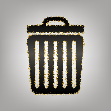 Trash sign illustration. Vector. Blackish icon with golden stars at grayish background.のイラスト素材