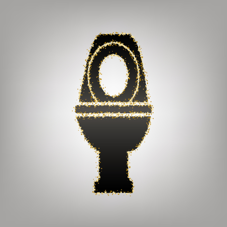 Toilet sign illustration. Vector. Blackish icon with golden stars at grayish background.のイラスト素材