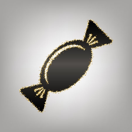 Candy sign illustration. Vector. Blackish icon with golden stars at grayish background.のイラスト素材