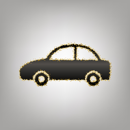 Car sign illustration. Vector. Blackish icon with golden stars at grayish background.のイラスト素材