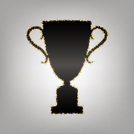 Champions Cup sign. Vector. Blackish icon with golden stars at grayish background.のイラスト素材