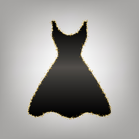 Woman dress sign. Vector. Blackish icon with golden stars at grayish background.のイラスト素材