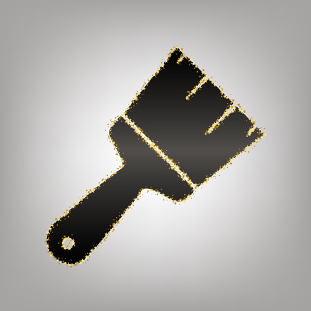 Brush sign illustration. Vector. Blackish icon with golden stars at grayish background.のイラスト素材