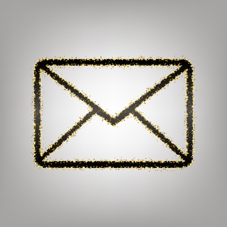 Letter sign illustration. Vector. Blackish icon with golden stars at grayish background.のイラスト素材