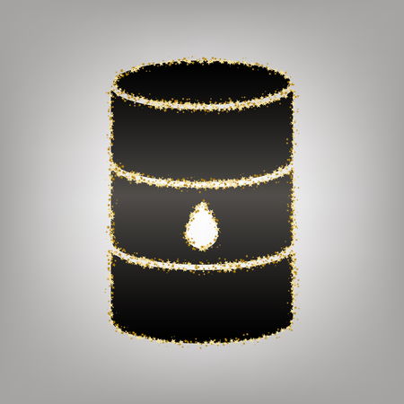Oil barrel sign. Vector. Blackish icon with golden stars at grayish background.のイラスト素材