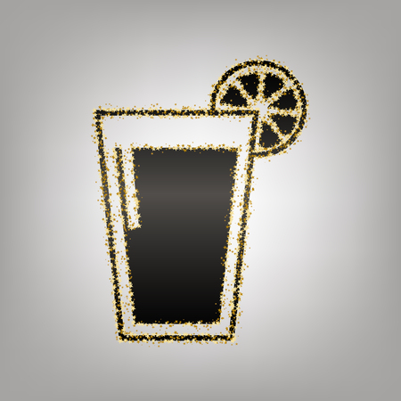 Glass of juice icons. Vector. Blackish icon with golden stars at grayish background.のイラスト素材