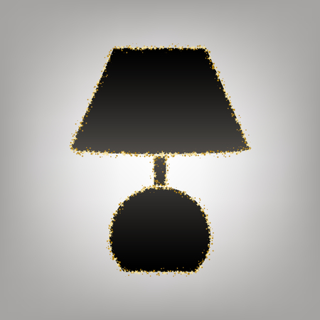 Lamp sign illustration. Vector. Blackish icon with golden stars at grayish background.のイラスト素材