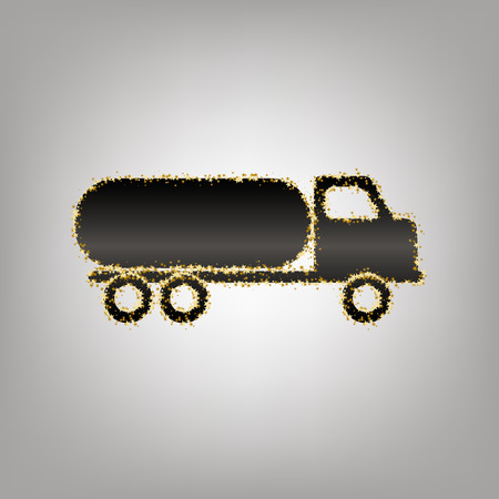 Car transports sign. Vector. Blackish icon with golden stars at grayish background.のイラスト素材