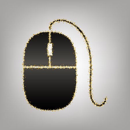 Mouse sign illustration. Vector. Blackish icon with golden stars at grayish background.のイラスト素材