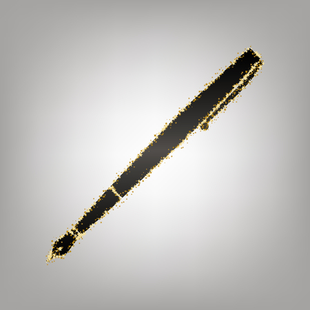 Pen sign illustration. Vector. Blackish icon with golden stars at grayish background.のイラスト素材