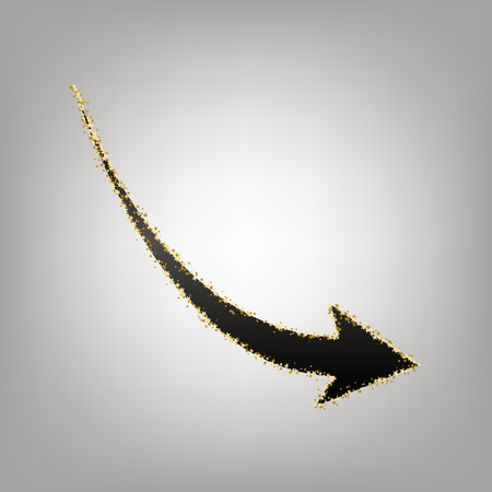 Declining arrow sign. Vector. Blackish icon with golden stars at grayish background.のイラスト素材
