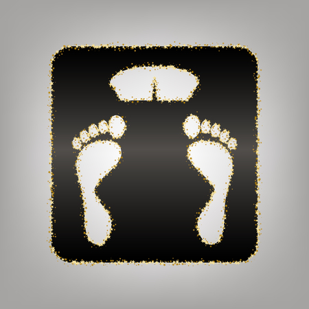 Bathroom scale sign. Vector. Blackish icon with golden stars at grayish background.のイラスト素材
