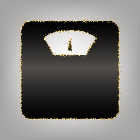 Bathroom scale sign. Vector. Blackish icon with golden stars at grayish background.のイラスト素材