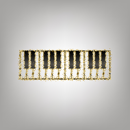 Piano Keyboard sign. Vector. Blackish icon with golden stars at grayish background.のイラスト素材