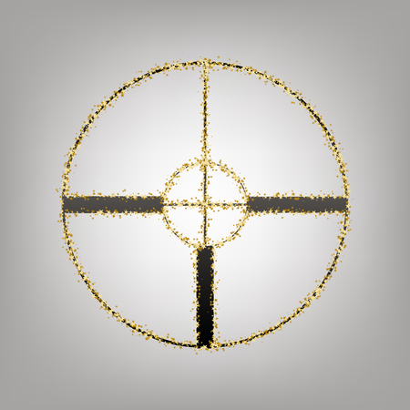 Sight sign illustration. Vector. Blackish icon with golden stars at grayish background.のイラスト素材