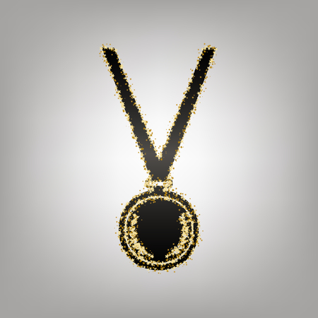 Medal simple sign. Vector. Blackish icon with golden stars at grayish background.のイラスト素材
