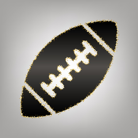 American simple football ball. Vector. Blackish icon with golden stars at grayish background.のイラスト素材