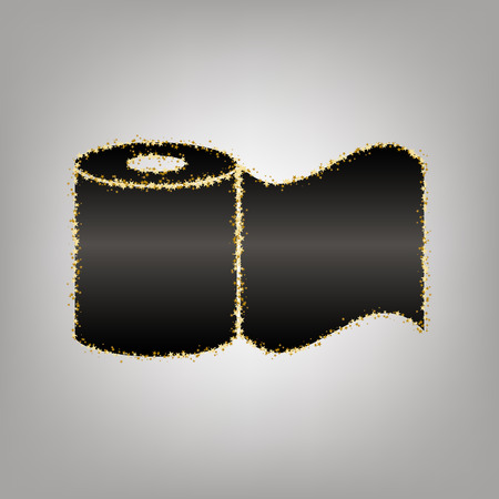 Toilet Paper sign. Vector. Blackish icon with golden stars at grayish background.のイラスト素材