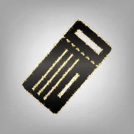 Ticket simple sign. Vector. Blackish icon with golden stars at grayish background.のイラスト素材