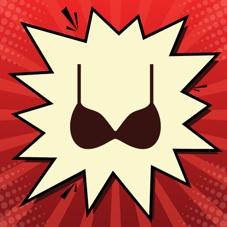 Bra simple sign. Vector. Dark red icon in lemon chiffon shutterのイラスト素材