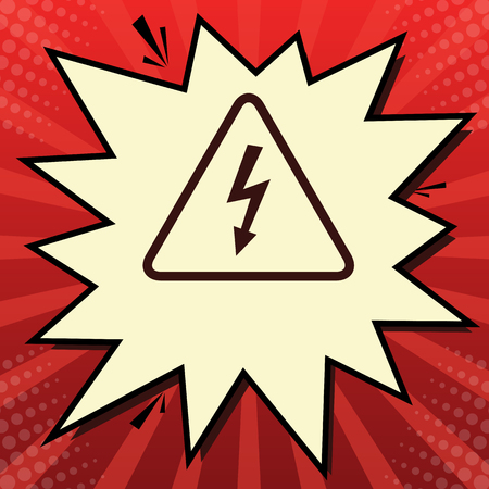 High voltage danger sign. Vector. Dark red icon in lemon chiffonのイラスト素材