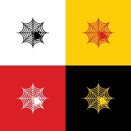 Spider on web illustration. Vector. Icons of german flag on corresponding colors as background.のイラスト素材