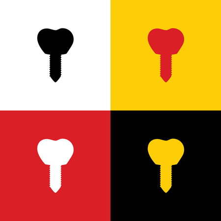 Tooth implant sign illustration. Vector. Icons of german flag on corresponding colors as background.のイラスト素材