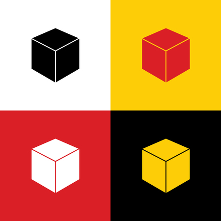 Cube sign illustration. Vector. Icons of german flag on corresponding colors as background.のイラスト素材