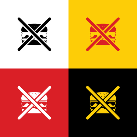 No burger sign. Vector. Icons of german flag on corresponding colors as background.のイラスト素材
