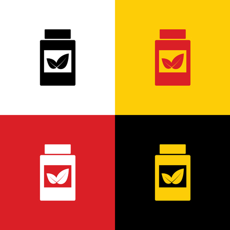Supplements container sign. Vector. Icons of german flag on corresponding colors as background.のイラスト素材