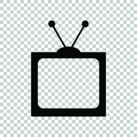 Retro television sign. Black icon on transparent background.のイラスト素材