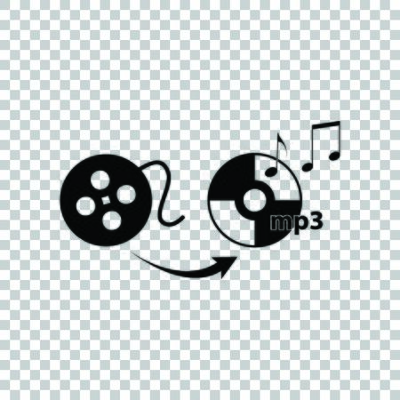 Video to audio converter sign. Black icon on transparent background.のイラスト素材