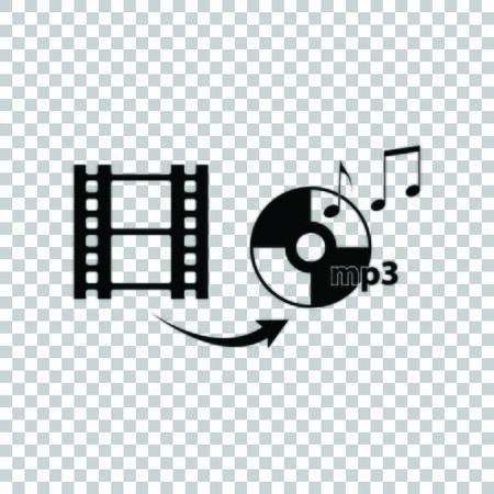 Video to audio converter sign. Black icon on transparent background.のイラスト素材