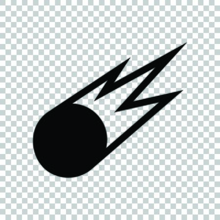 Meteorite sign. Black icon on transparent background.のイラスト素材