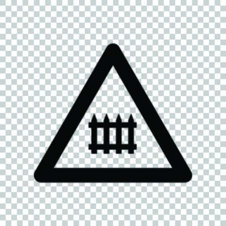 Railway Intersection sign. Black icon on transparent background.のイラスト素材