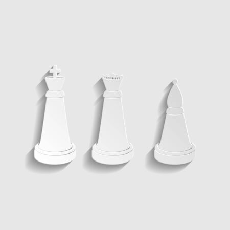 Chess figures sign. Paper style icon. Illustration.のイラスト素材