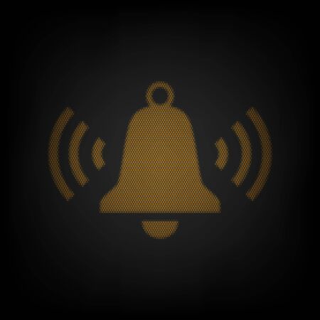 Ringing bell icon. Icon as grid of small orange light bulb in darkness.のイラスト素材