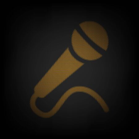 Microphone sign illustration. Icon as grid of small orange light bulb in darkness.のイラスト素材