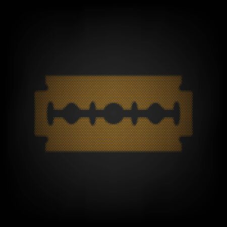 Razor blade sign. Icon as grid of small orange light bulb in darkness.