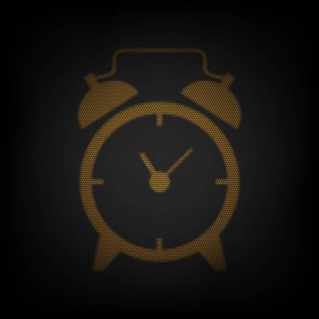 Alarm clock sign. Icon as grid of small orange light bulb in darkness.のイラスト素材