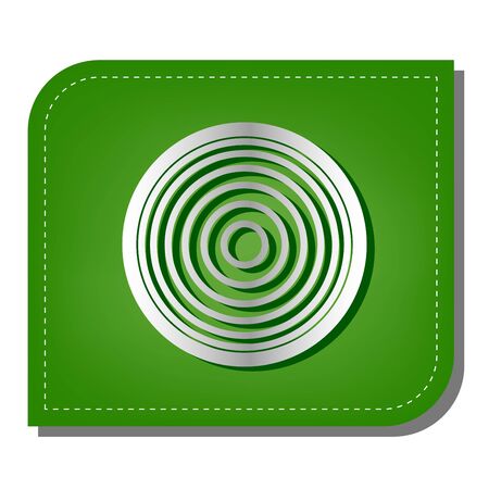 Meridians from top view. Silver gradient line icon with dark green shadow at ecological patched green leaf.のイラスト素材