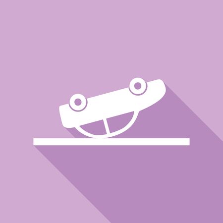 Crashed Car sign. White Icon with long shadow at purple background.のイラスト素材
