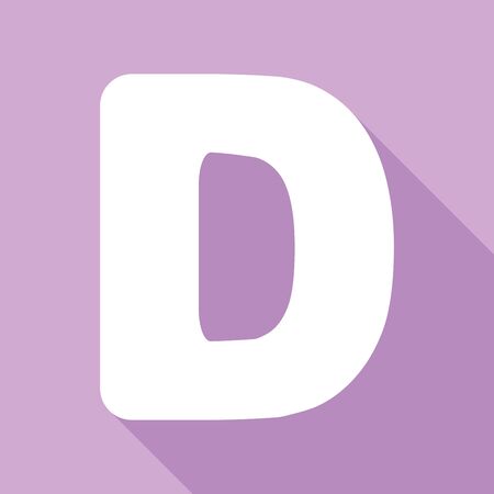 Letter D sign design template element. White Icon with long shadow at purple background.のイラスト素材