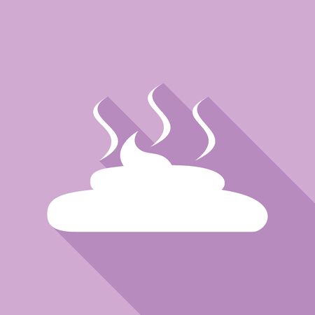 Simple Poop sign illustration. White Icon with long shadow at purple background.のイラスト素材
