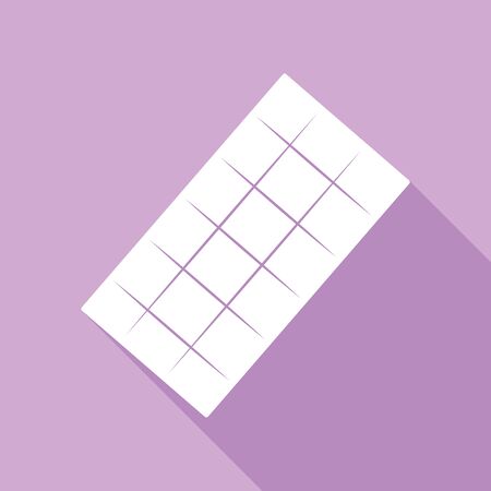 Chocolate sign. White Icon with long shadow at purple background.のイラスト素材